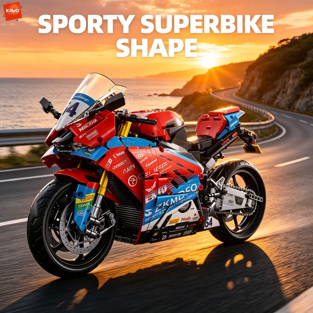 Kids Toys Boys - KAVOWORLD 1:5 Racing Super Motorcycle Building