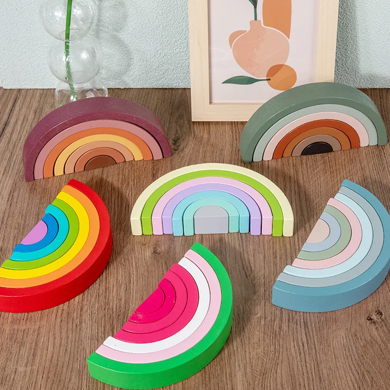 Wooden Blocks Stacking - Mới Trẻ Em Montessori Cây Cầu
