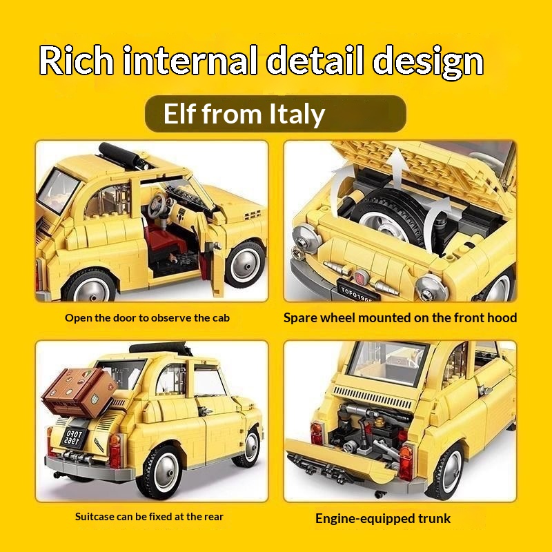 Kids Toys Under 500 - Compatible Lego 10271 Fiat 500 Travel