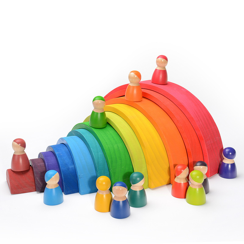 Wooden Rainbow Block Colorful  - đánh giá và giá Wooden Blocks Stacking