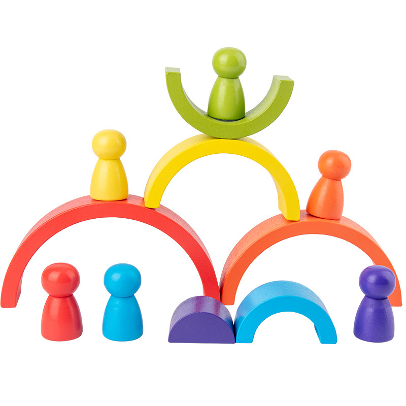 DIY children's wooden rainbow  - đánh giá và giá Wooden Blocks Stacking