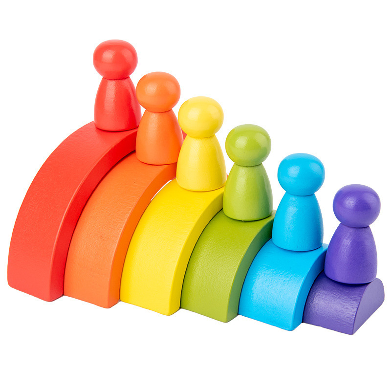 DIY children's wooden rainbow  - đánh giá và giá Wooden Blocks Stacking