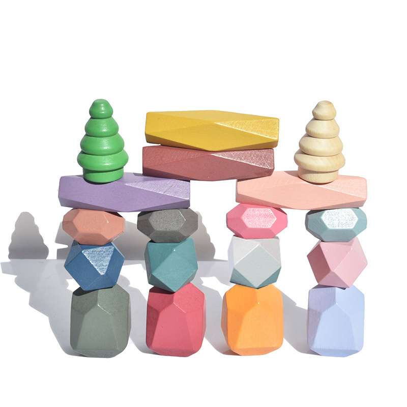 18 Pcs Wooden Stacking Rocks B - đánh giá và giá Wooden Blocks Stacking