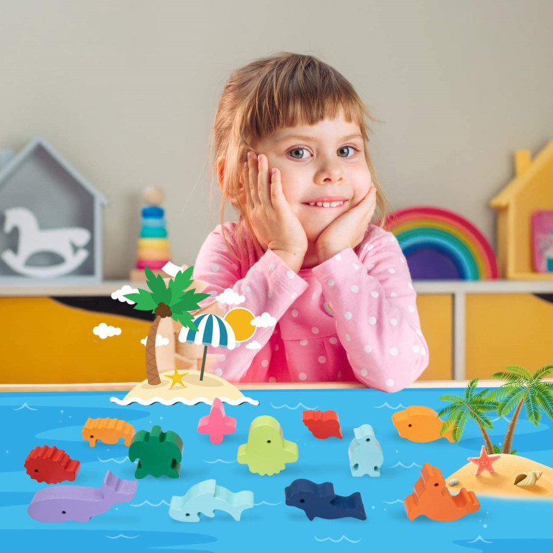 New Children Montessori Wooden - đánh giá và giá Wooden Blocks Stacking