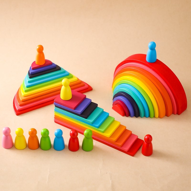 Montessori Đồ Chơi Xếp Hình Kh - đánh giá và giá Wooden Blocks Stacking