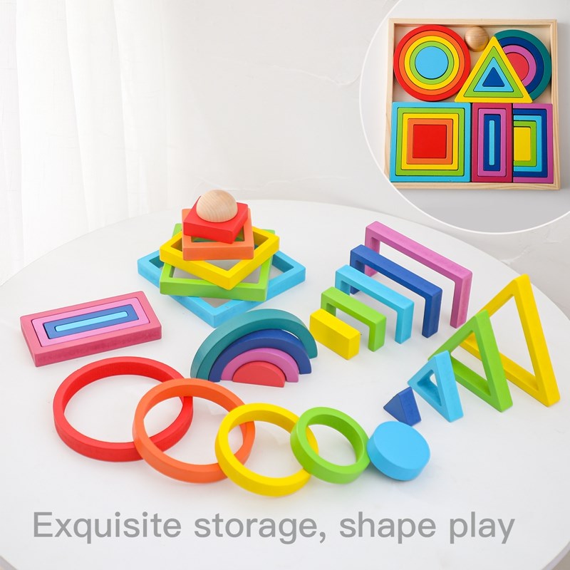 Montessori Đồ Chơi Xếp Hình Kh - đánh giá và giá Wooden Blocks Stacking