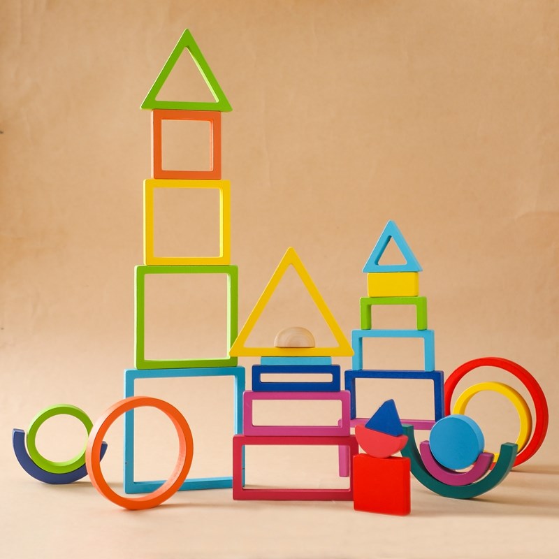 Montessori Đồ Chơi Xếp Hình Kh - đánh giá và giá Wooden Blocks Stacking