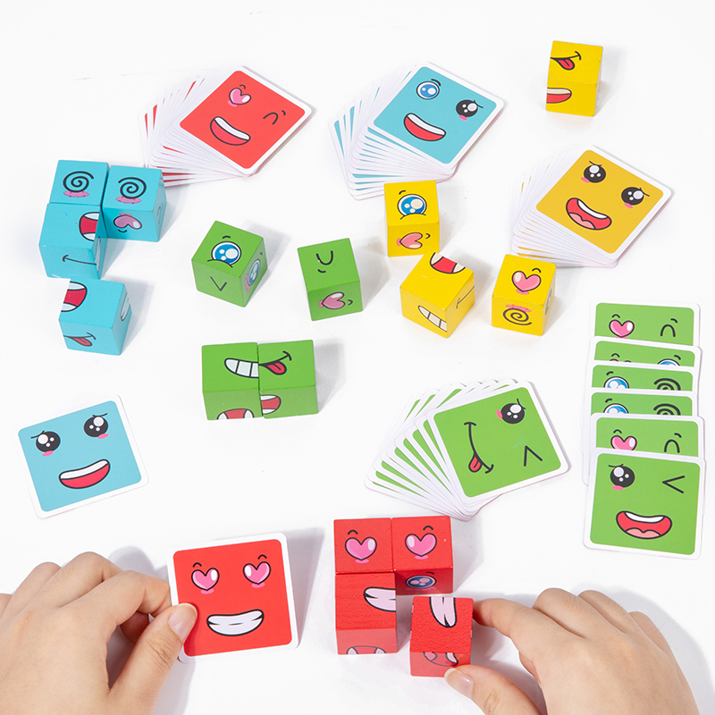 Kids Face Change Cube Game Mon - đánh giá và giá Wooden Blocks Stacking