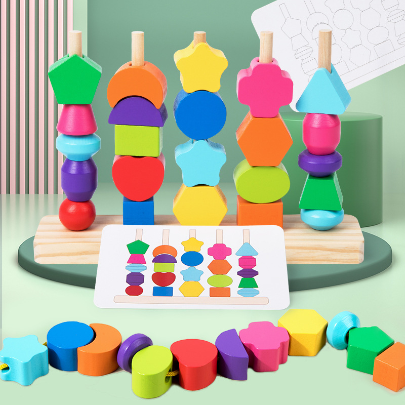 Montessori Wooden Beads Sequen - đánh giá và giá Wooden Blocks Stacking
