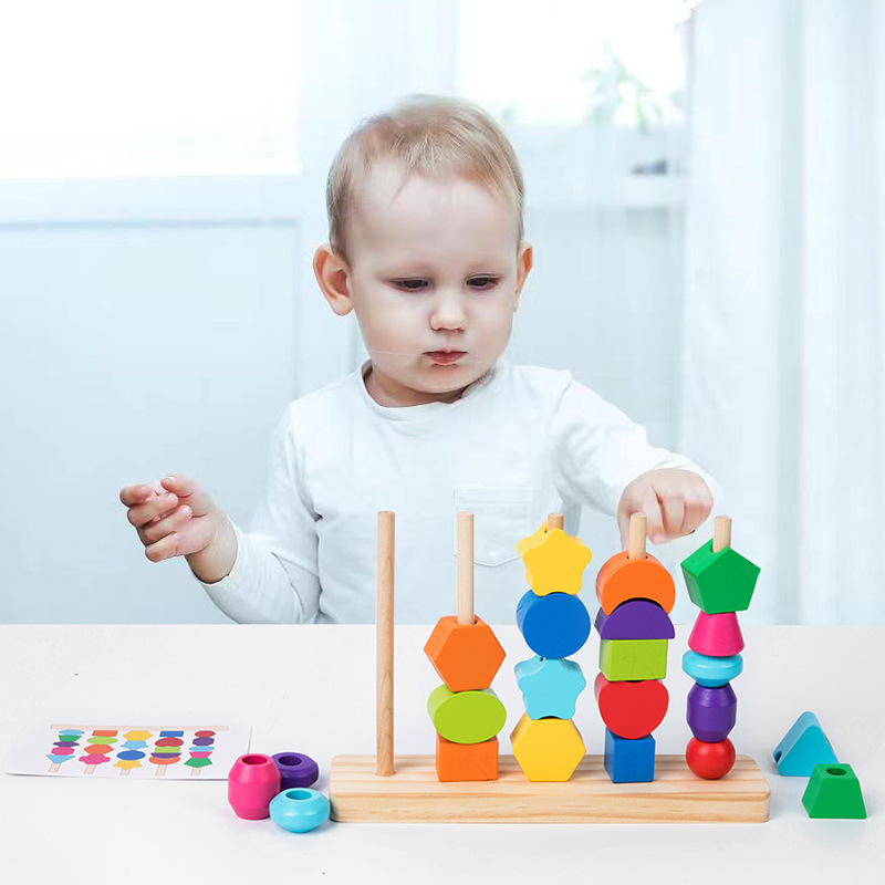 Montessori Wooden Beads Sequen - đánh giá và giá Wooden Blocks Stacking