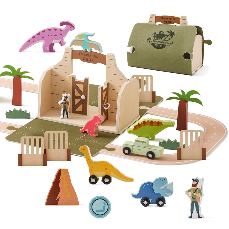 Montessori Dinosaur Scene Buil - đánh giá và giá Wooden Blocks Stacking