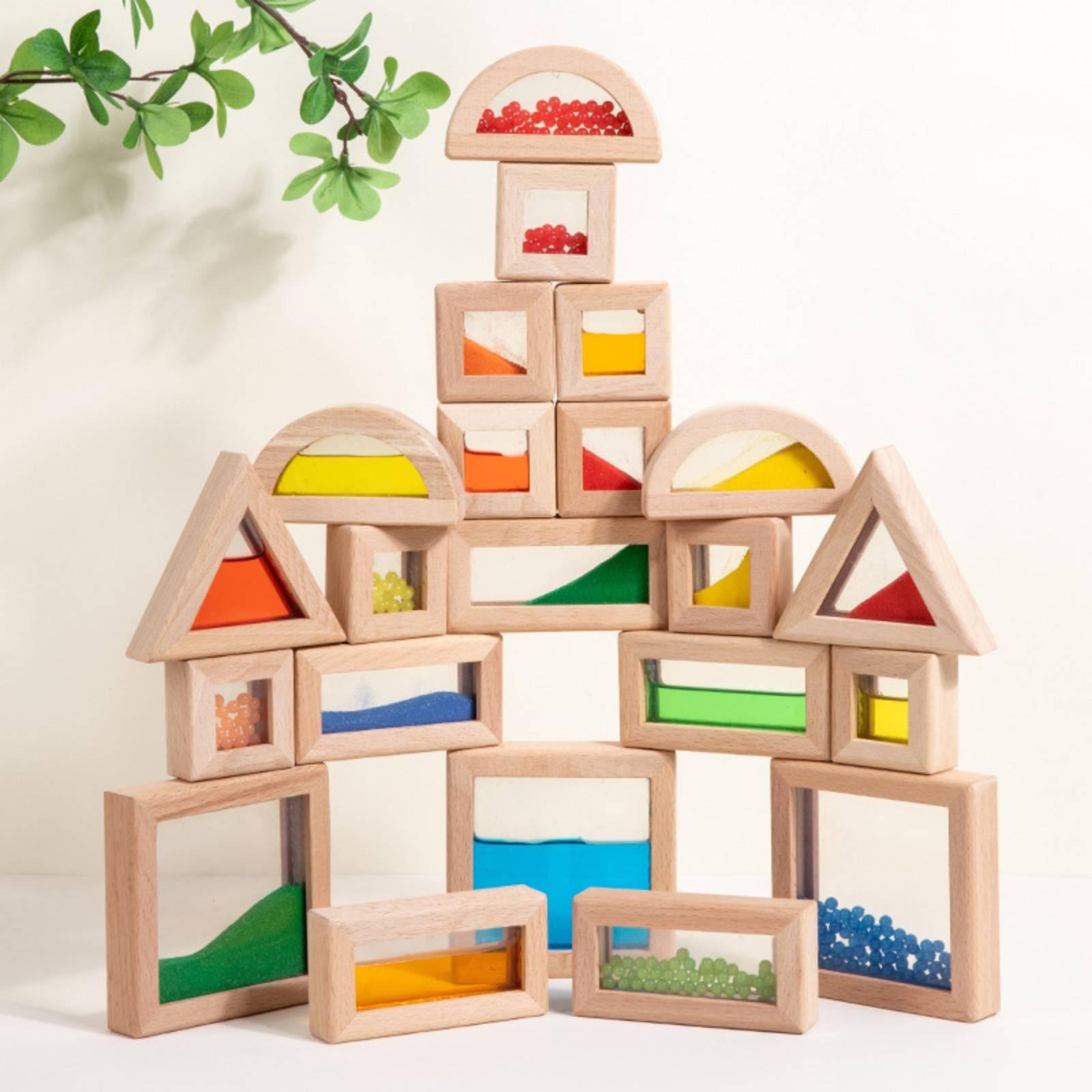 22 Pieces Wooden Sensory Block - đánh giá và giá Wooden Blocks Stacking